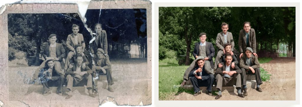 Restauration d'une photo d'un groupe d'amis